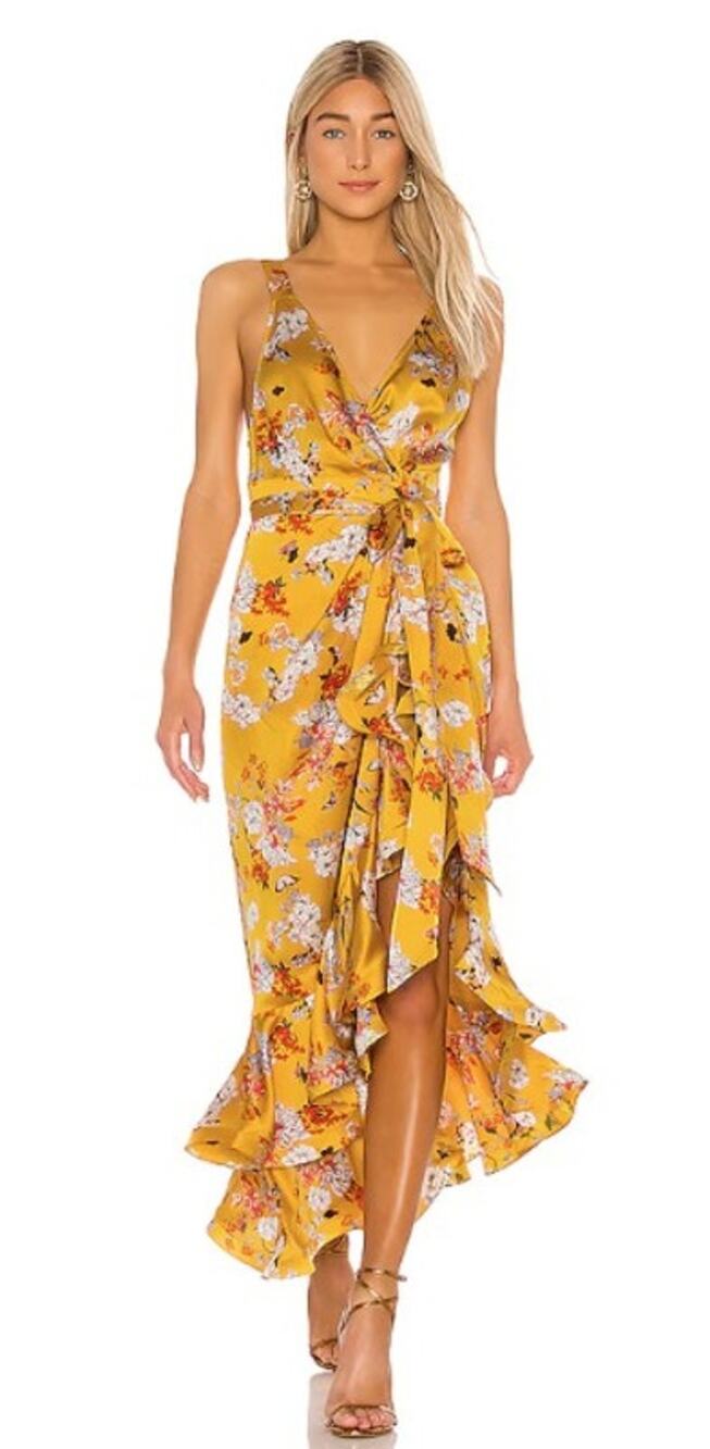 Bronx and Banco Narciss silk blend yellow floral Midi Dress size 6 MRSP $780